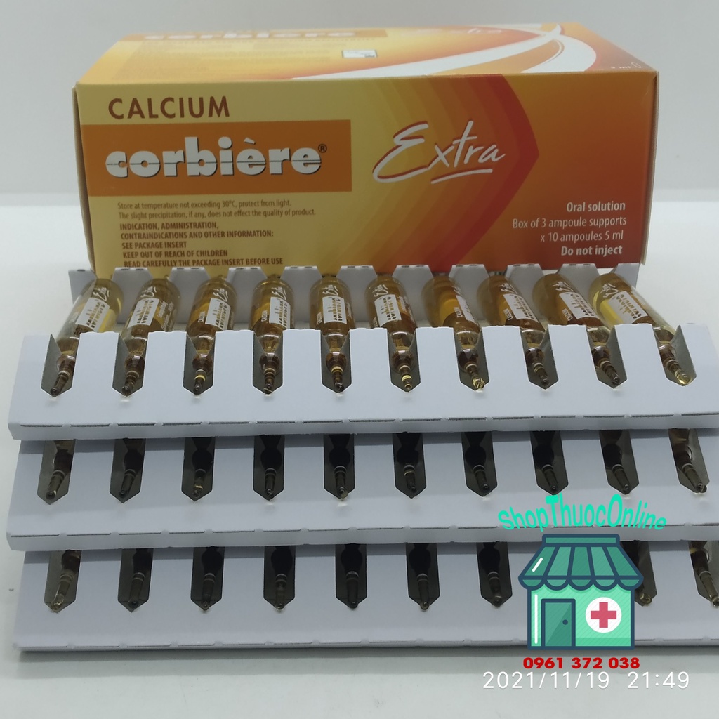 CALCIUM corbiere Extra hộp 30 ống - Bổ sung canxi cho trường hợp thiếu hụt canxi