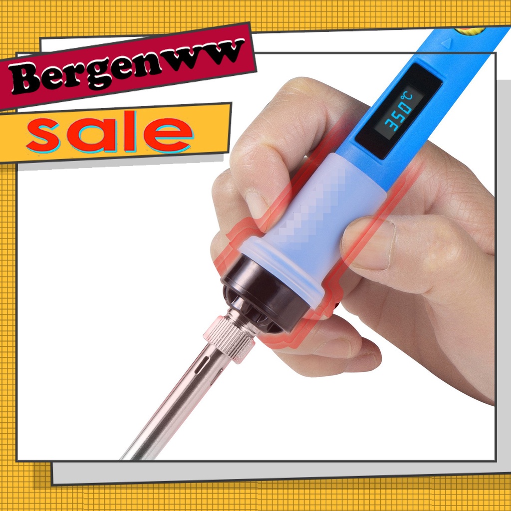 Bergenww_my Home  Life Ergonomic Grip Soldering Iron Pen LCD Adjustable Temperature Electric Soldering Iron Good Conductivity for Electronic Appliances