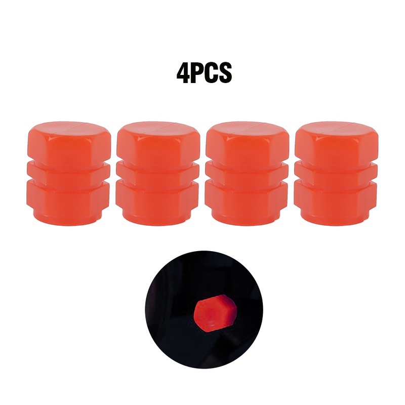 Set 4 Nắp Van Lốp Xe Hơi Dạ Quang Màu Xanh Lá/Vàng/Xanh Dương/Đỏ Chống Bụi Bẩn