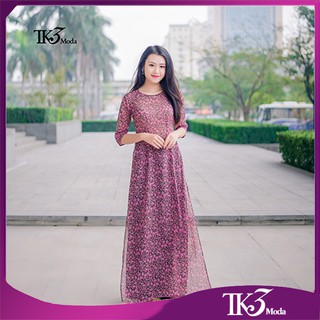 ÁO DÀI HOA NHÍ MÀU TÍM Full SIZE