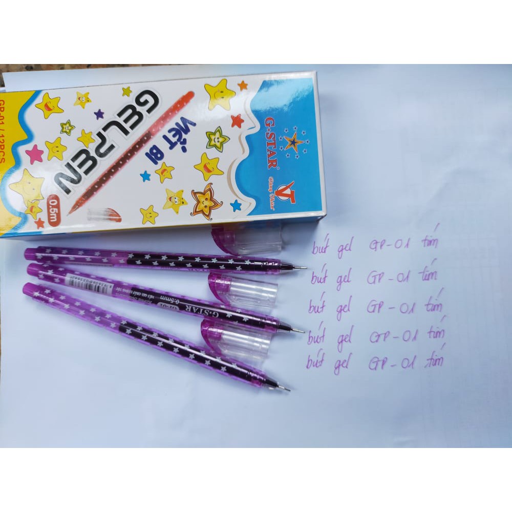 Bút viết gel G-STAR GP01 Đầu bút lướt êm, mực ra đều, không bị nhòe, nét bút đẹp và chuẩn như ý ngòi 0.5mm