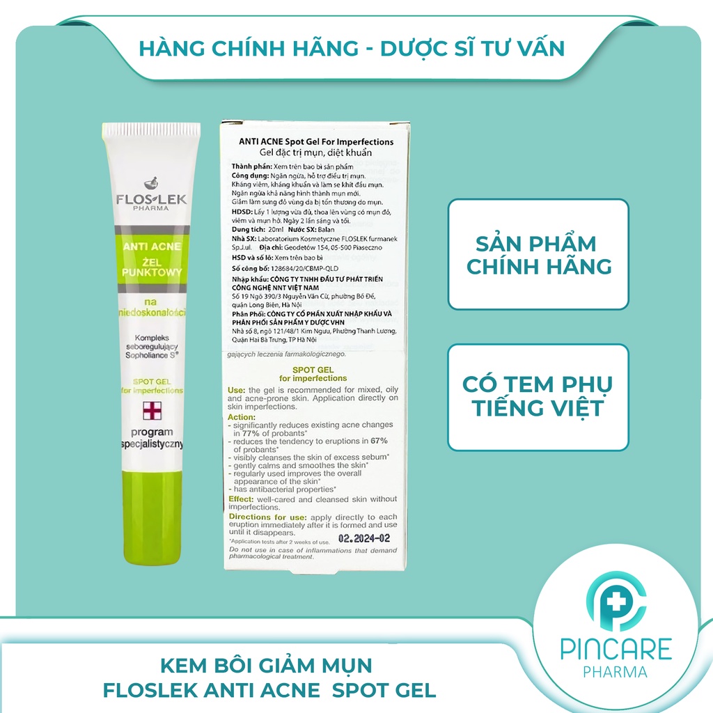 Gel chấm mụn Floslek Anti Acne Spot 20ml - Hàng chính hãng - Nhà thuốc Pincare