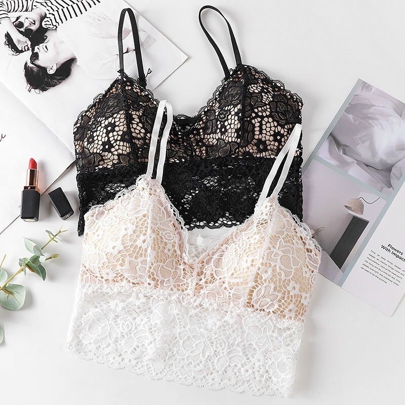 Áo Bra/ Bralette Không Gọng Phối Ren Có Mút