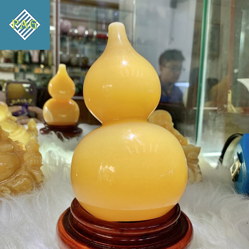 Qủa Bầu Hồ Lô Chiêu Tài Hút Lộc Đá Ngọc Hoàng Long Nguyên Khối