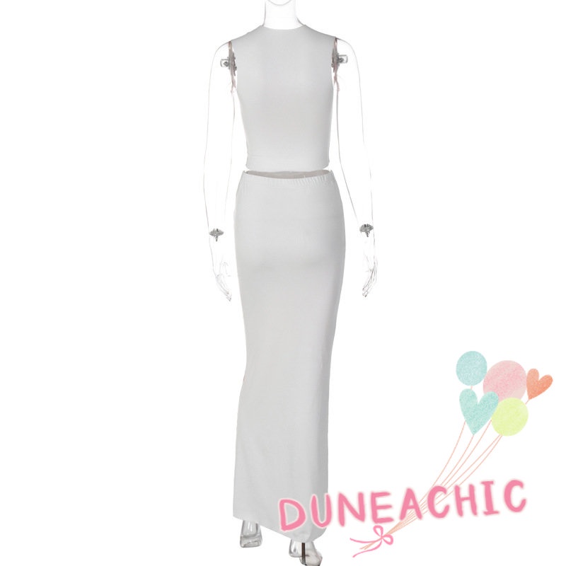 Bộ Áo Tank Top 2 Dây + Chân Váy Dài In Họa Tiết Thời Trang Cho Nữ