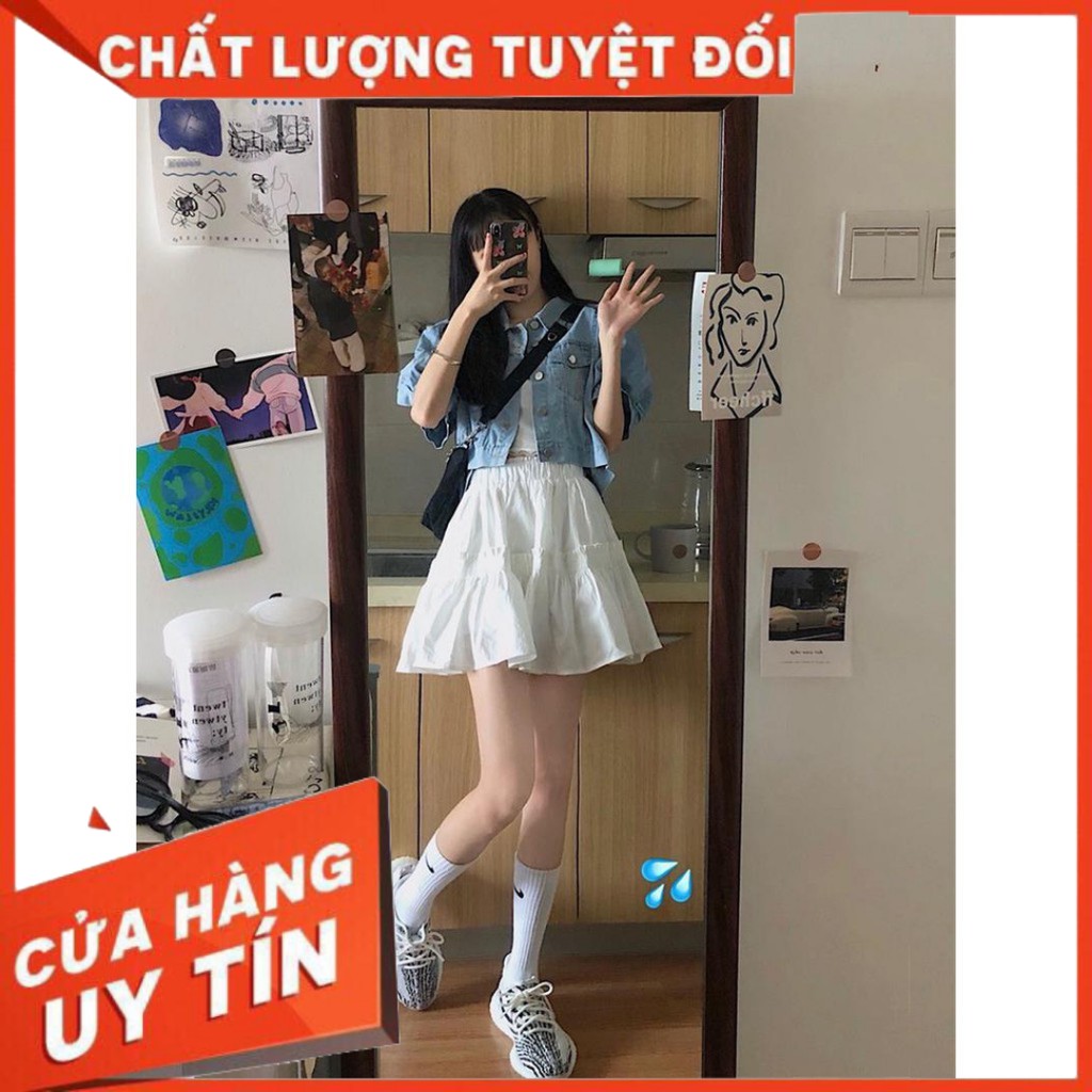 Chân Váy Ngắn Dáng Xòe Cạp Chun Co Dãn - Váy Nữ Ulzzang Chất Đũi Kèm Lót 2 Màu 🦋41