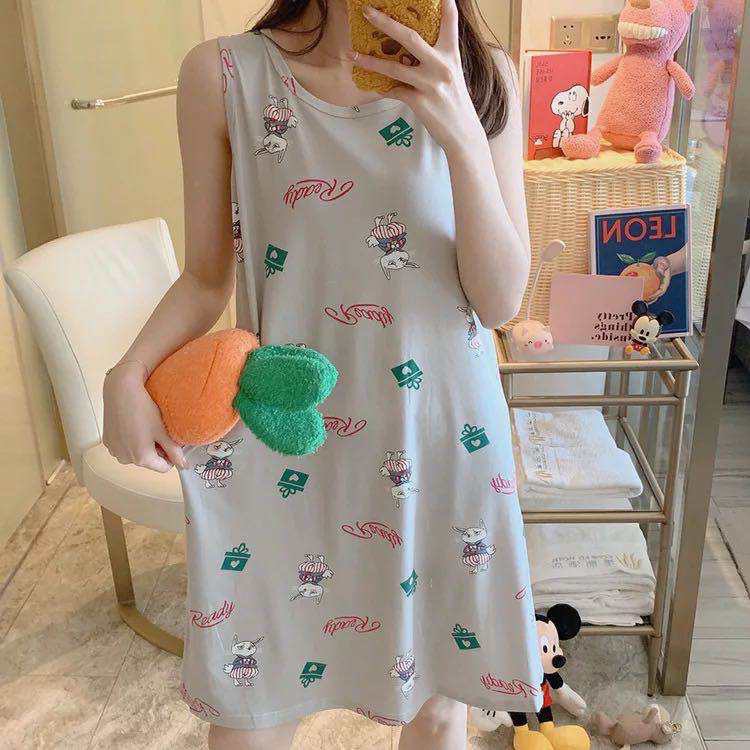 (Bán Sỉ) Váy Ngủ 🌹FREESHIP🌹 Váy Ngủ Dáng Dài Sát Nách Cotton Mềm Mịn Họa Tiết Dễ Thương Siêu Rẻ Siêu Đẹp AN07