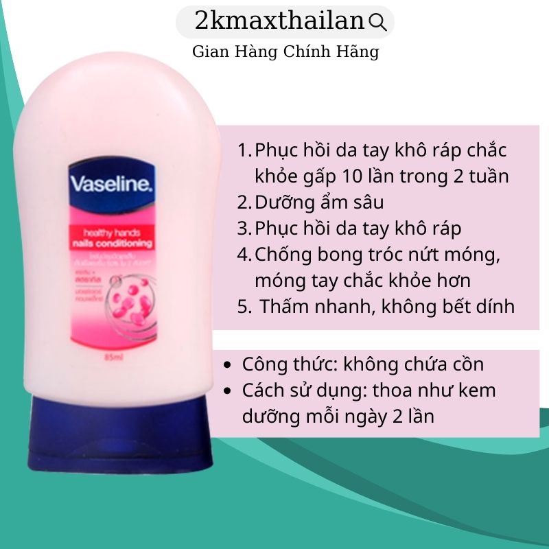 Kem Dưỡng Da Tay Giúp Làm Ẩm, Mềm Mượt Da Tay Và Móng Tay Vaseline Intensive Care 85ml Healthy Hands & Nails