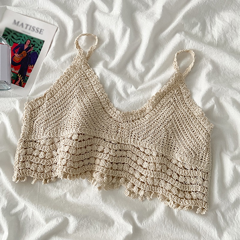 Áo Dệt Kim Sát Nách Cổ Chữ V Màu Sắc Ngọt Ngào Thời Trang Đi Biển Cho Nữ