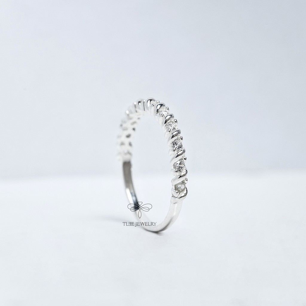 Nhẫn bạc nữ TLEE nạm đá viền bao xoắn cá tính TleeJewelry A0166