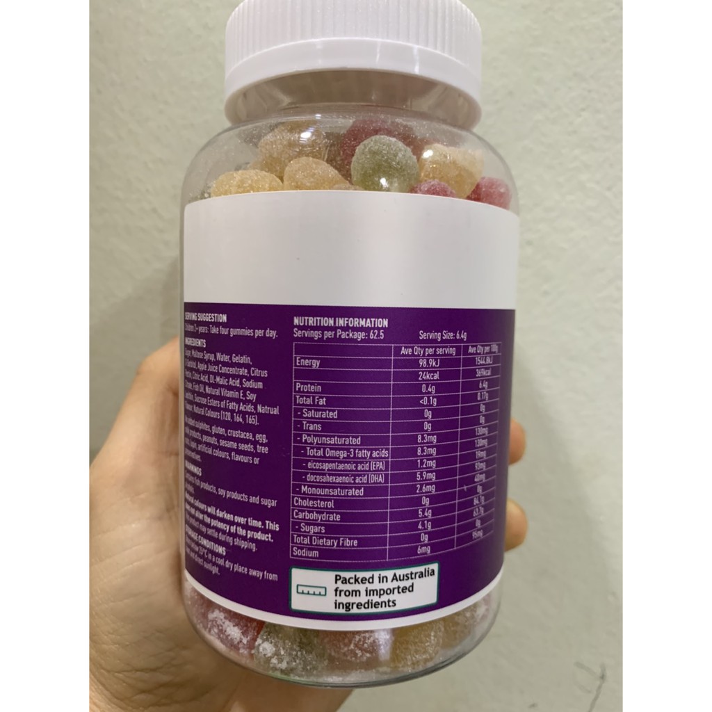 Kẹo dẻo Kids Gummy Omega 3 Healthy Care cho bé, lọ 250 viên