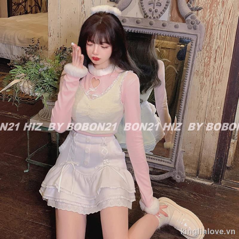Áo hai dây phối ren đính nơ phong cách mới