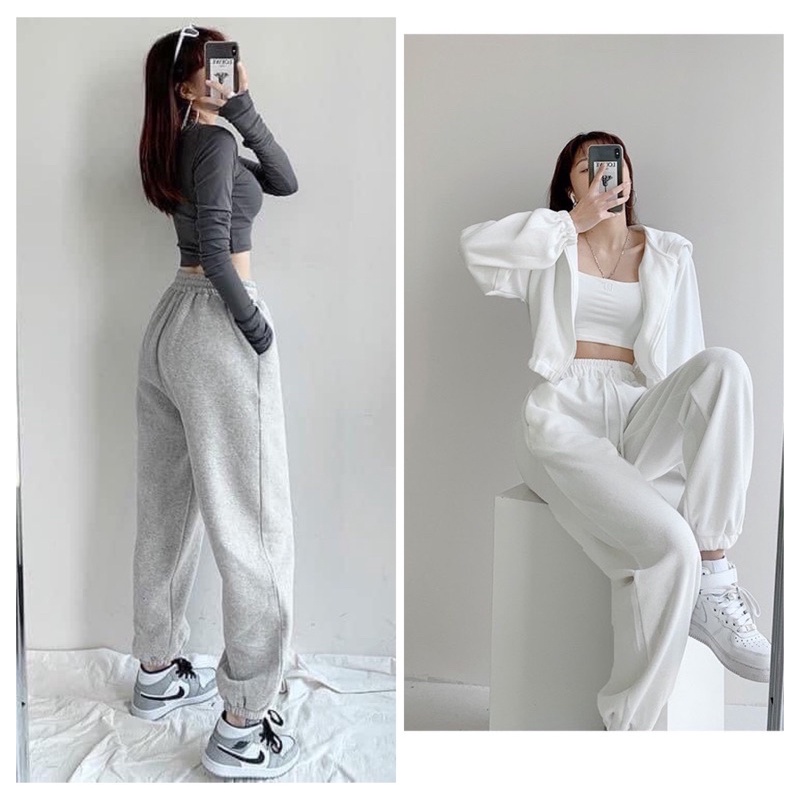 Quần Jogger nữ thể thao chất nỉ dày dặn bo gấu ulzzang phong cách thể thao năng động TT78