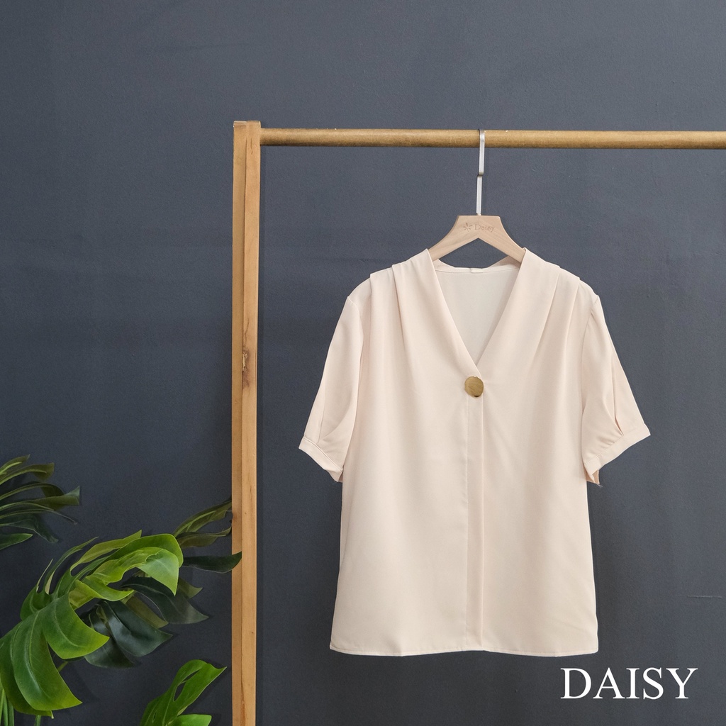 Áo sơ mi nữ ngắn tay Daisy mã AXL8027 chất liệu lụa cát Hàn, phong cách công sở thanh lịch