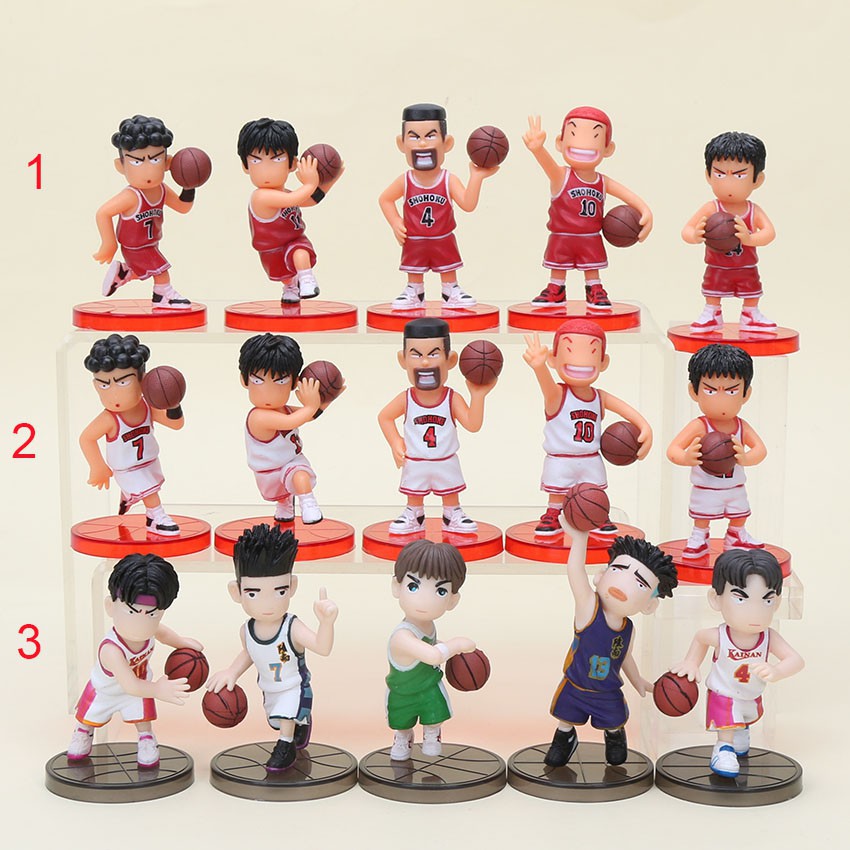 5PCS/set Mô hình cầu thủ bóng rổ trong Slam Dunk vui nhộn