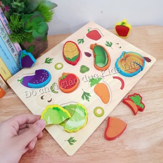 Bảng Ghép Hình - Rau Củ Quả - 100% Gỗ Tự Nhiên