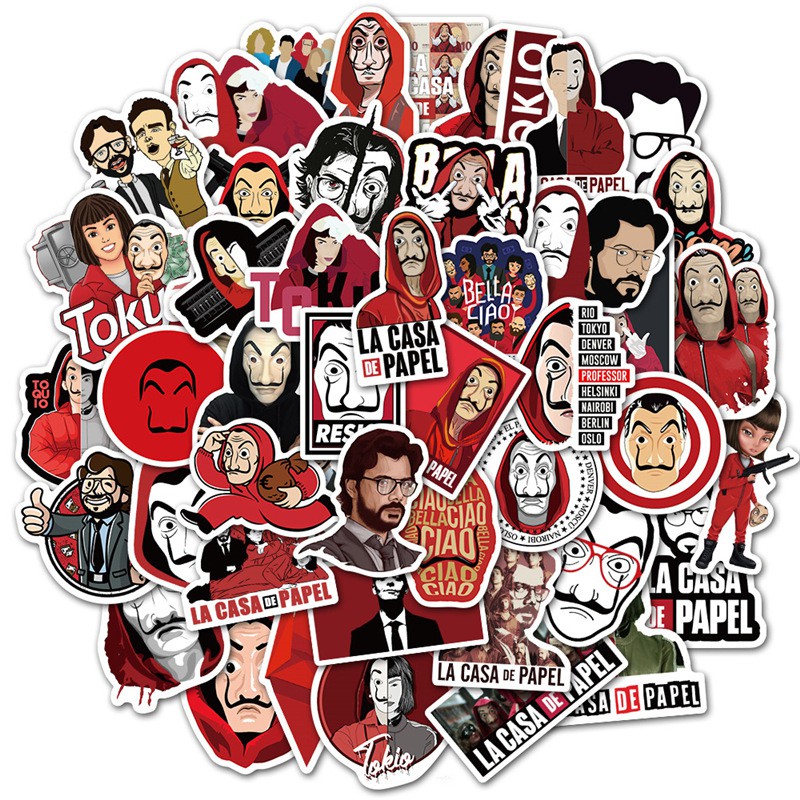 Combo 50 Sticker Money Heist (Phi vụ triệu đô)  dán máy tính, mũ bảo hiểm, vali chống nước  La Casa de Papel | BigBuy360 - bigbuy360.vn