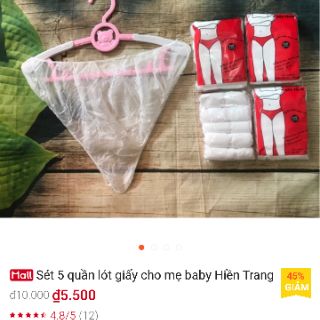 sét 5 quần lót giấy baby Hiền Trang ĐỎ