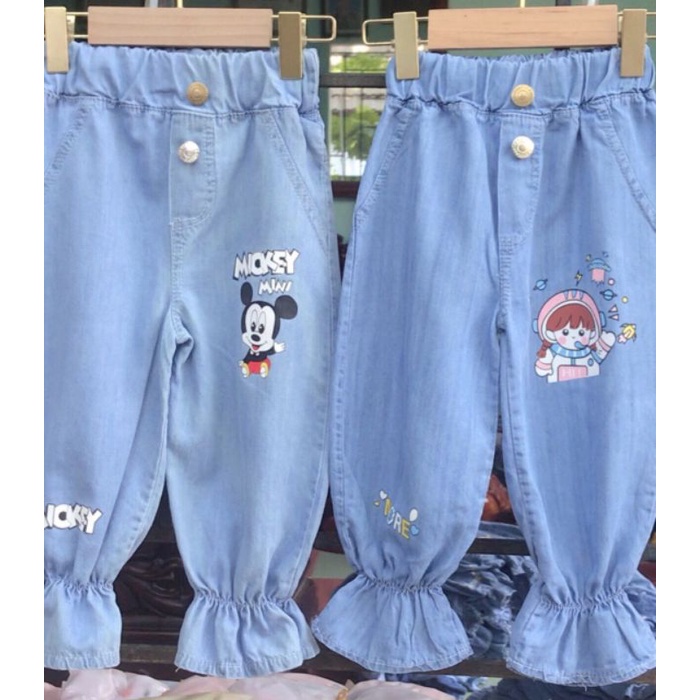 Quần bò giấy hình cute cho bé gái