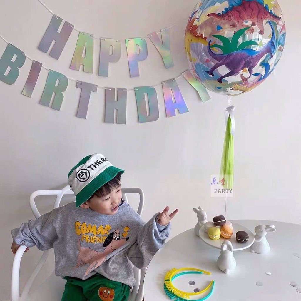 Dây chữ Happy Birthday ép kim viền vàng,phụ kiện trang trí sinh nhật phong cách Hàn Quốc