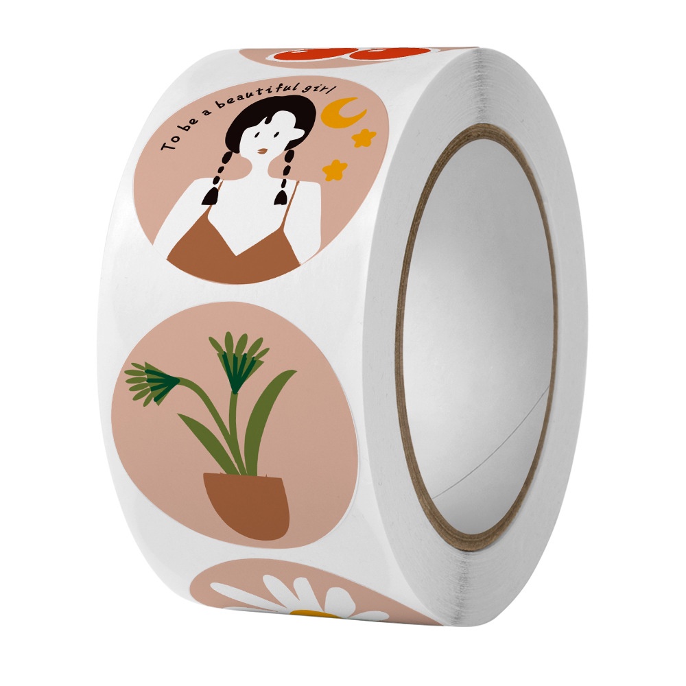 Cuộn 500 Sticker Thank you Dán nhãn cảm ơn họa tiết cô gái dễ thương STICK027