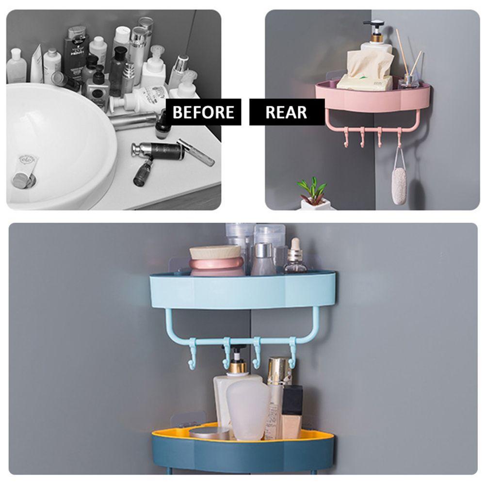 Giá Đỡ Dầu Gội Gắn Góc Tường Không Cần Khoan Tiện Dụng