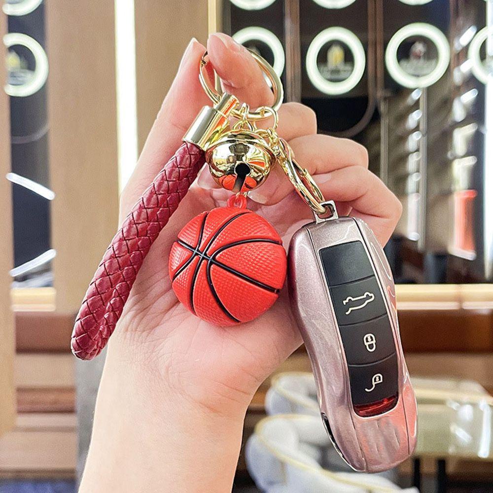 Móc Khóa Hình Quả Bóng Rổ Đính Chuông Dễ Thương Giá Đỡ
