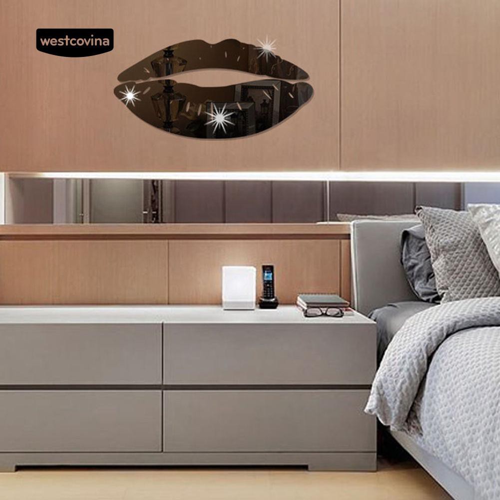 Sticker dán tường hình môi tráng gương để trang trí nhà