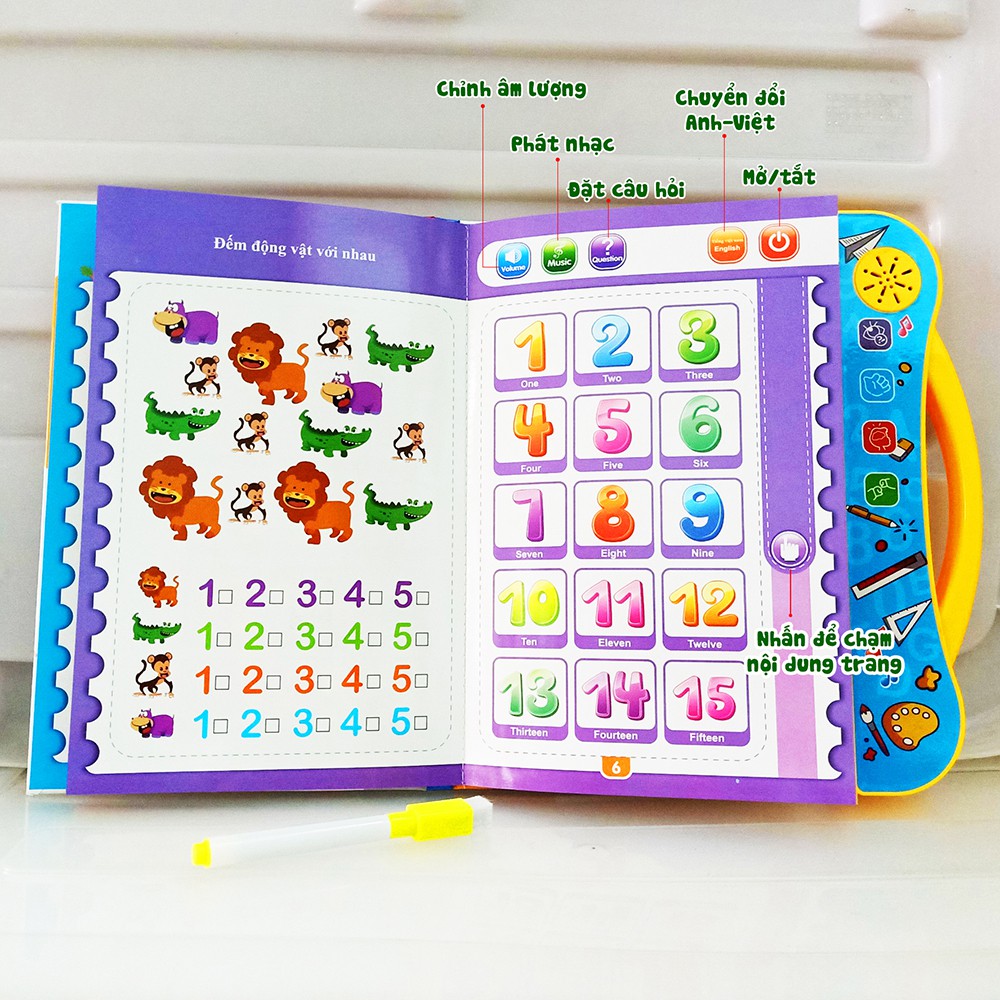 Sách điện tử quý song ngữ anh việt cho trẻ em tặng bút kèm pin bảo hành