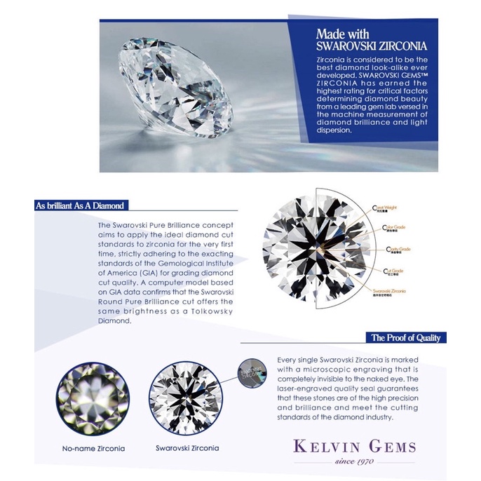 Kim cương nhân tạo Cz Swarovski 5.5ly