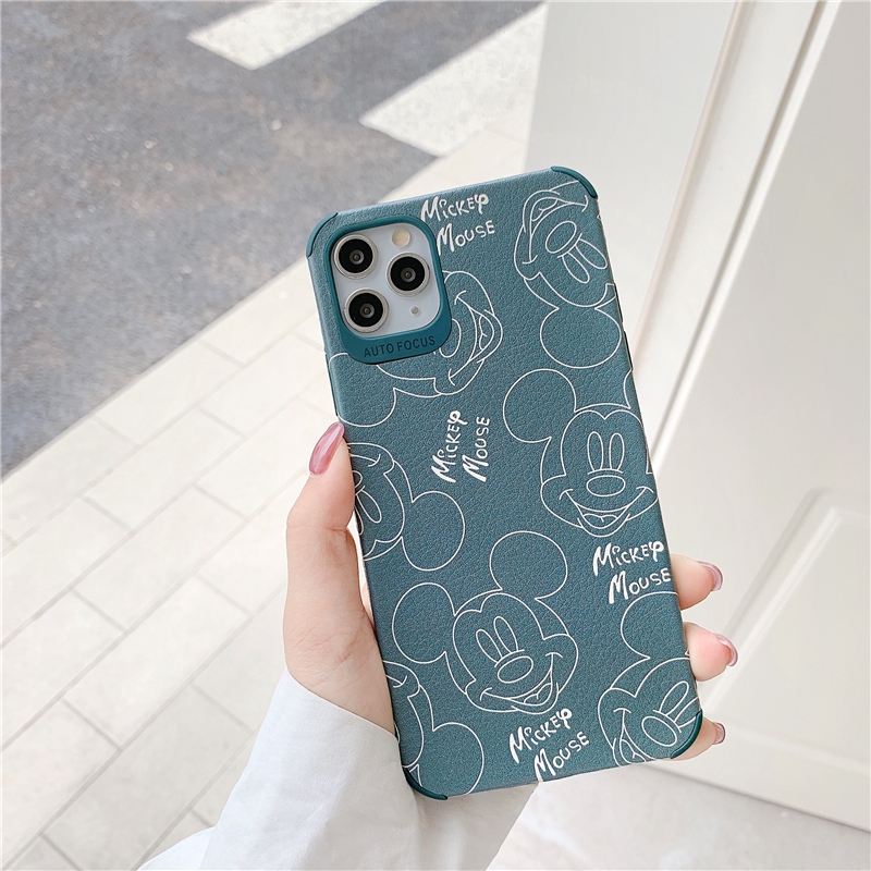 Ốp lưng iphone da Auto Focus Mikkey m0use xanh lá 7/7plus/8/8plus/x/xr/xs/11/12/pro/max/plus/promax - Awifi Case T6-15 | BigBuy360 - bigbuy360.vn