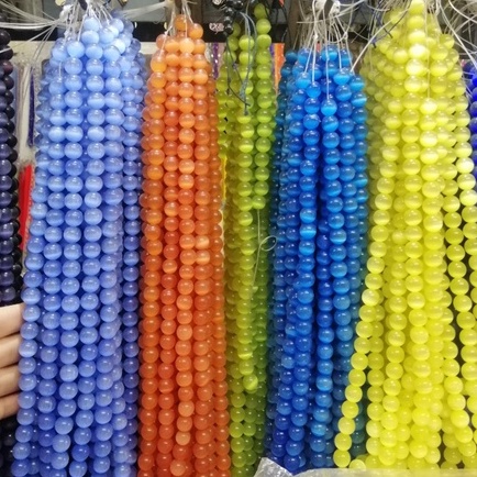 10 viên đá Đá mắt mèo nhiều màu, size 10mm làm vòng tay phong thuỷ