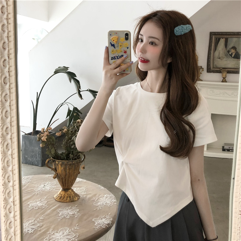 SUXI Áo Thun Tay Ngắn Lưng Cao Nhiều Màu Thời Trang Mùa Hè