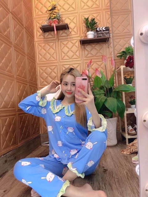 [Pijama nữ]Set đồ bộ pijama thun cotton bánh bèo đẹp miễn chê cho nữ.