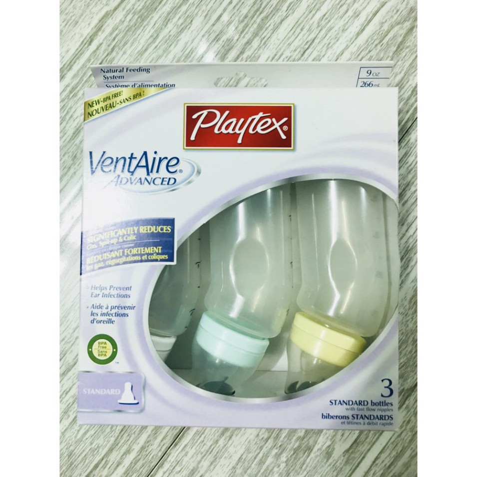 Bình sữa Playtex Ventaire cổ thường 200ml, 266ml