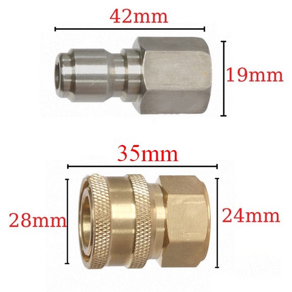 Khớp nối nhanh đực - cái 17mm Taiwan nối dây máy rửa xe cao áp 1 chiếc đầu cái Nhật Bản Mart