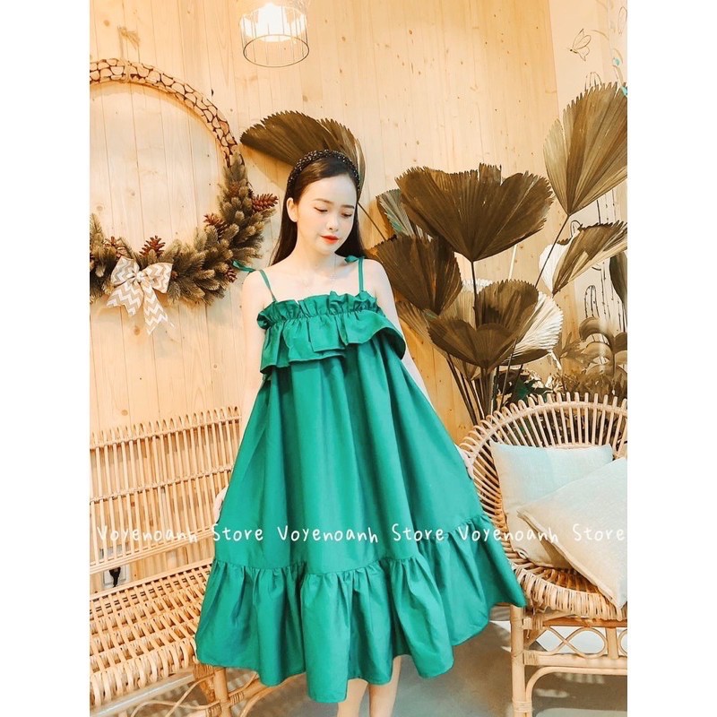 Đầm xoè babydoll bèo, Đầm dây xoè lụa đũi cao cấp | BigBuy360 - bigbuy360.vn
