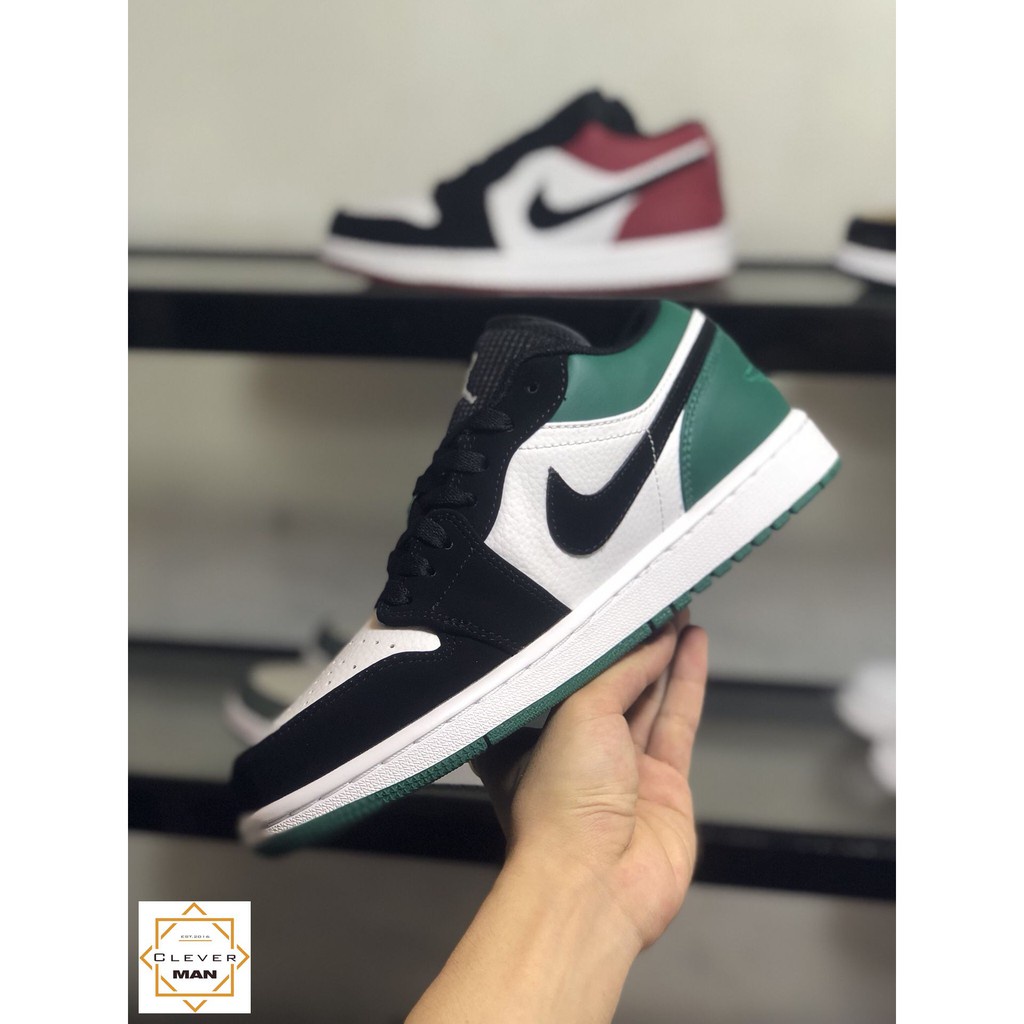 (FREESHIP+HỘP+QUÀ) Giày Thể Thao AIR JORDAN 1 Low White Black Mystic Green Xanh đen Trắng Cổ Thấp CLEVER MAN STORE