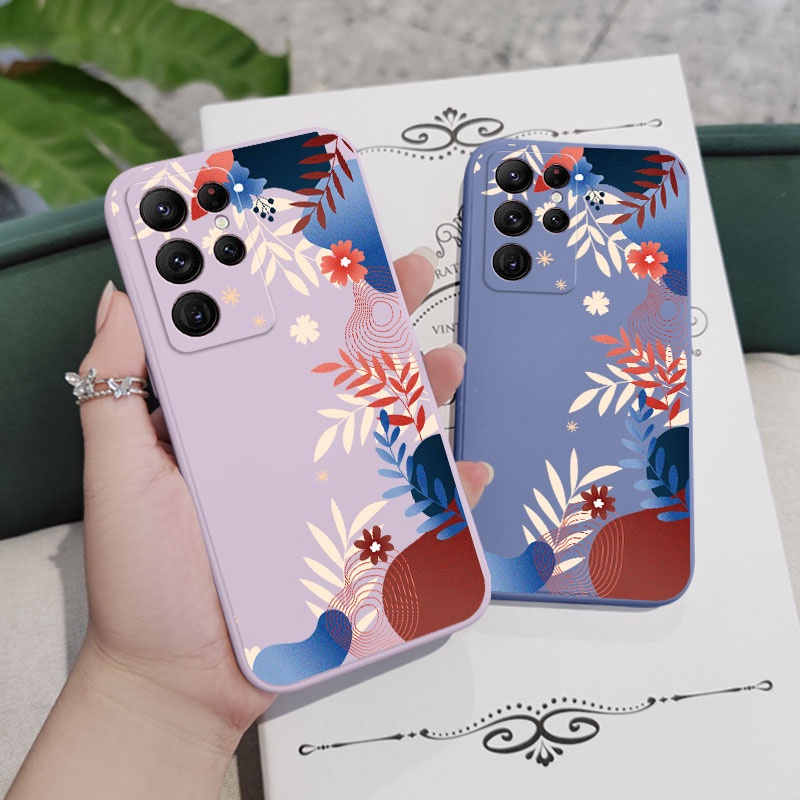 Bao Da Điện Thoại Họa Tiết Hoa Thời Trang Cho samsung galaxy s23 s22 fe ultra plus Ốp