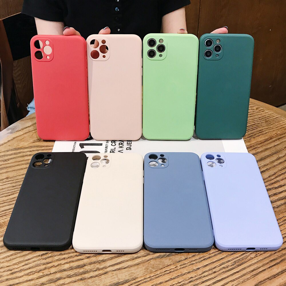 Vỏ điện thoại silicon lỏng hình vuông cho ốp lưng Samsung Galaxy S20 FE S20 plus S20 Ultra S21 Vỏ mềm màu rắn sang trọng ban đầu