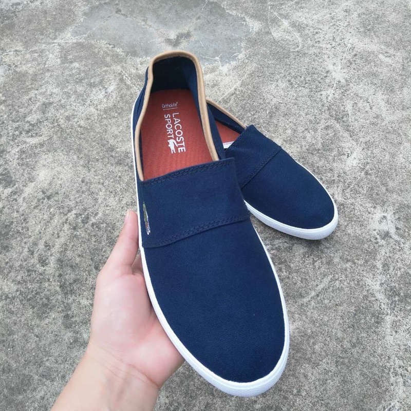 Giày lười vải cho nam thương hiệu Lacoste cao cấp đế mềm