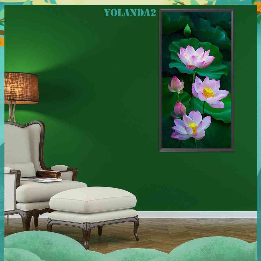 Tranh Đính Đá Kim Cương Toàn Bộ 5D DIY Hình Vẽ Hoa Sen