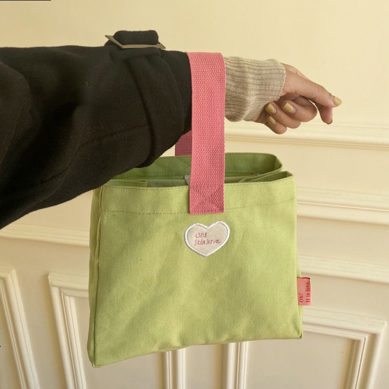 Túi Xách Vải Canvas Kiểu Hàn Quốc Dễ Thương Cho Học Sinh