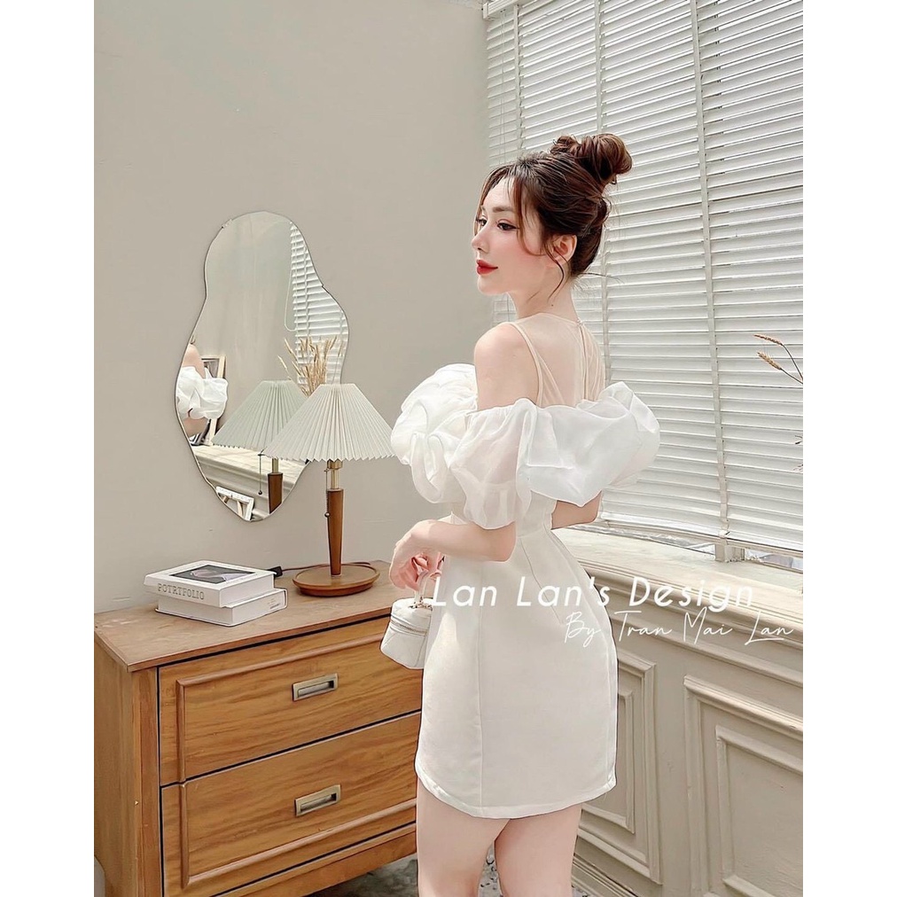 [8.8 Sales Freeship] Đầm công chúa, đầm umi trễ vai voan bèo tơ phối lưới, đầm tiểu thư ôm body đi tiệc quyến rũ dx