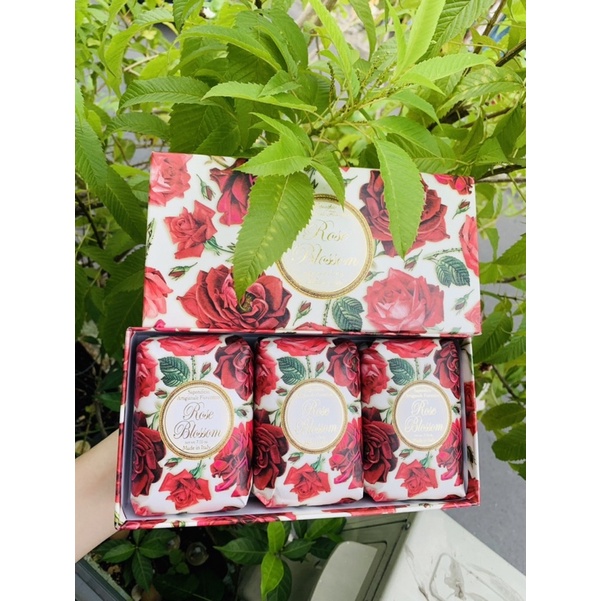 XÀ BÔNG CUJC SAPONIFICIO ARTIGIANALE FIORENTINO ROSE BLOSSOM BOXED SOAP BARS ALL NATURAL