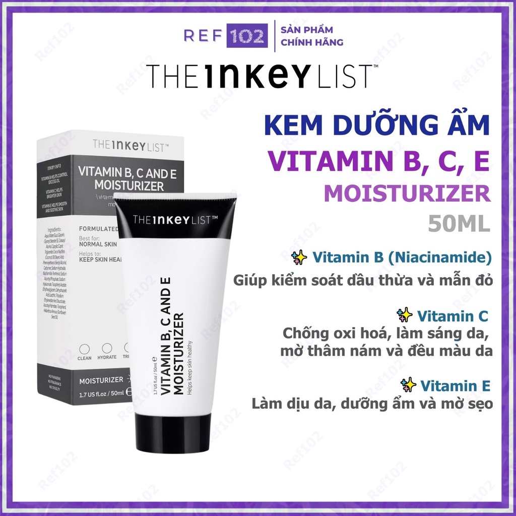 [Sephora US] Kem dưỡng ẩm The Inkey List Vitamin B, C And E Moisturizer 50ml