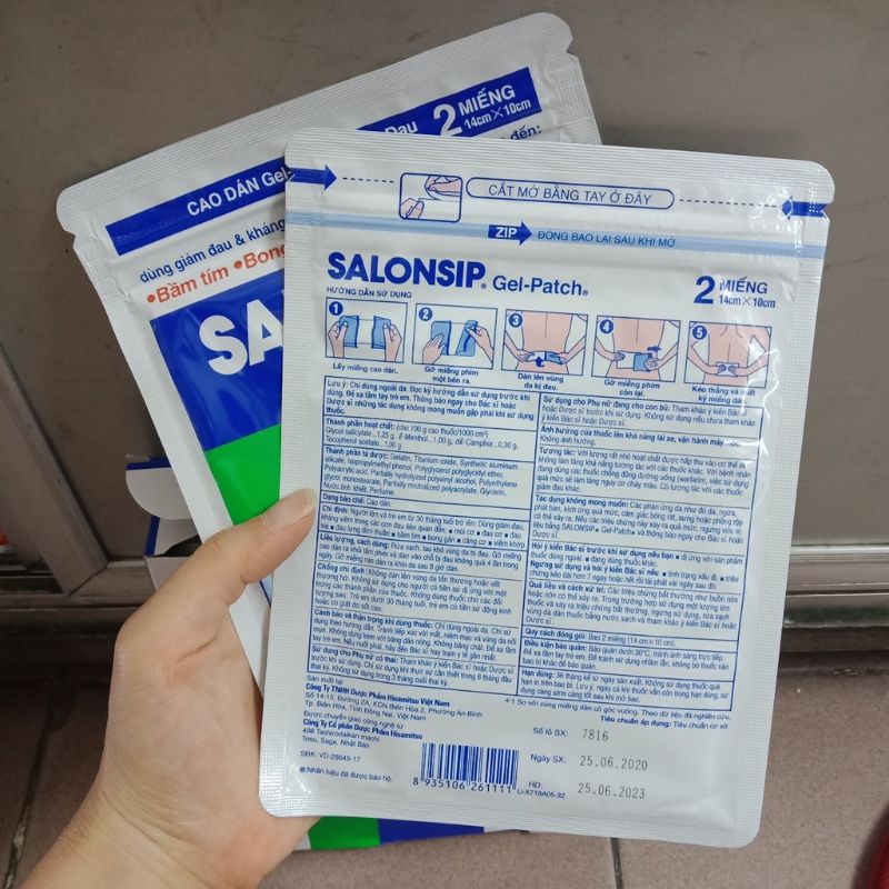 Combo 2 hộp SALONPAS 20M hộp 40 miếng dán - SALONSIP gói 2 miếng, Salonpas gel 30g