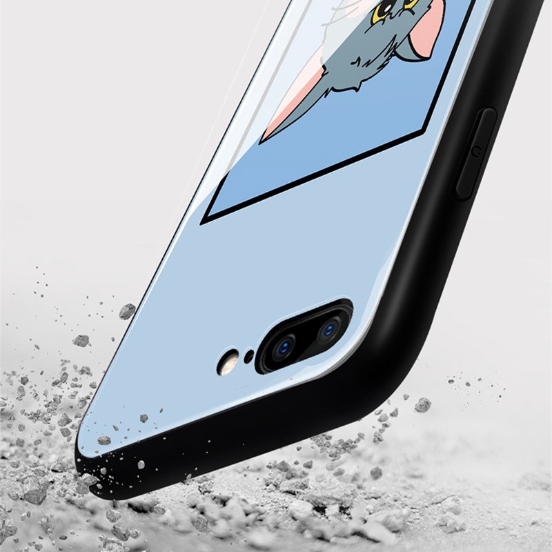 Ốp lưng silicone tráng kính cường lực hình tom /jerry cho Samsung S10 Plus S10e note 10 Pro Samsung s10 Lite Note 8 9