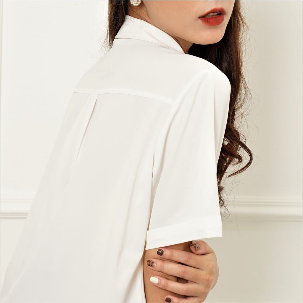 Áo sơ mi nữ công sở tay ngắn màu Trắng Đen Be Xanh cao cấp style Hàn Quốc form rộng đẹp SM-02 OFFVerse | BigBuy360 - bigbuy360.vn