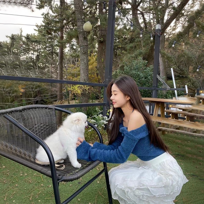 Cocory vn Bộ áo dệt kim và áo choàng tay dài thời trang quyến rũ dễ phối đồ